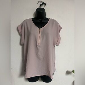 Iris Pink Blouse with Zipper Detail
